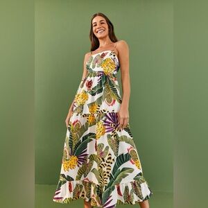 Farm Rio Striped Forest Maxi Dress